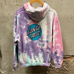Vintage Y2K Santa Cruz Pink Purple Tie Dye Double Sided Unisex Hoodie Large L